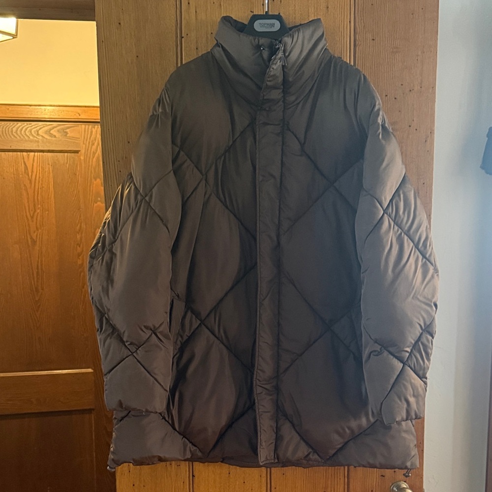 ASOS Design Chocolate Diamond Quilted Puffer Jacket